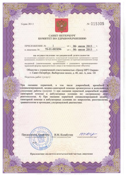 Лицензия ЦМРТ на Выборгском шоссе