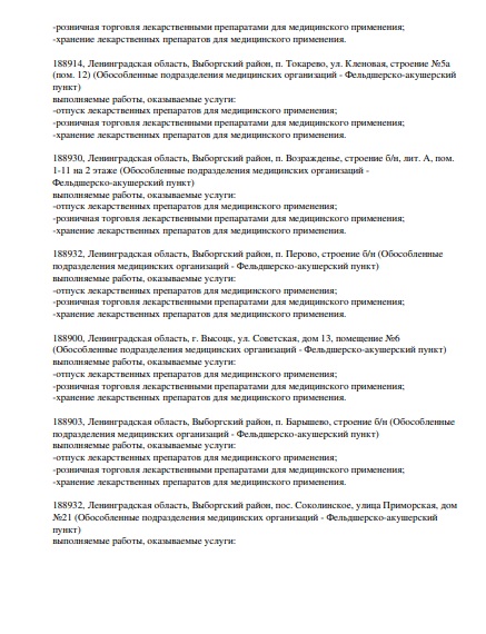 Лицензия Межрайонная больница в Выборге